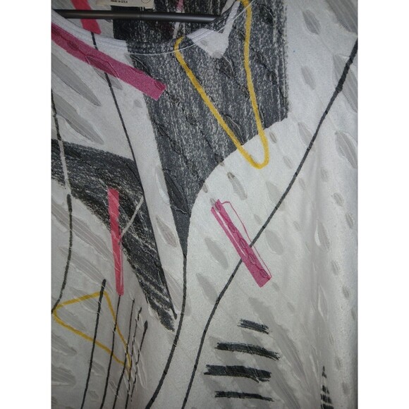 Jess & Jane Top White Abstract Print Womens XL Asymmetric Cut Out USA - Picture 10 of 12